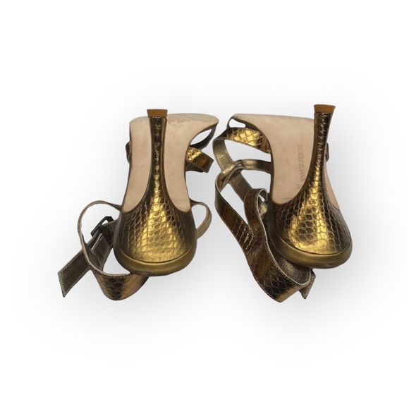 Manolo Blahnik ❤︎ Sizzle Strappy Heeled Sandals ❤︎ Bronze Reptile ❤︎ 39.5 8.5 9 - Picture 13 of 16